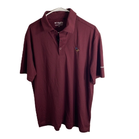Columbia Golf Polo Shirt Large Men’s Red Striped Embroidered Patch Jockey Horse - Picture 1 of 6